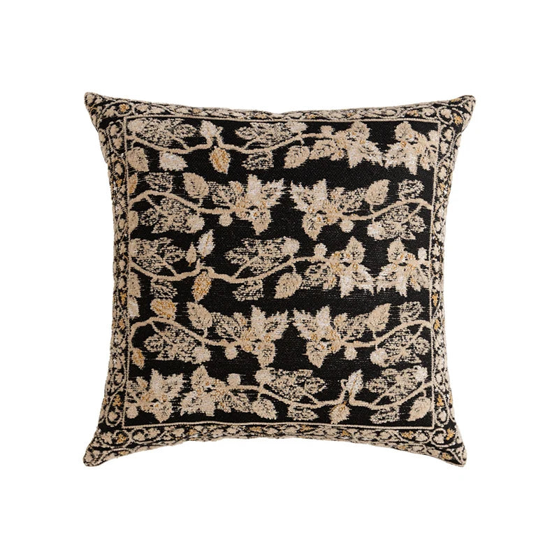 Cushion Cover Chenille Jacquard Floral Zipper & Machine Washable