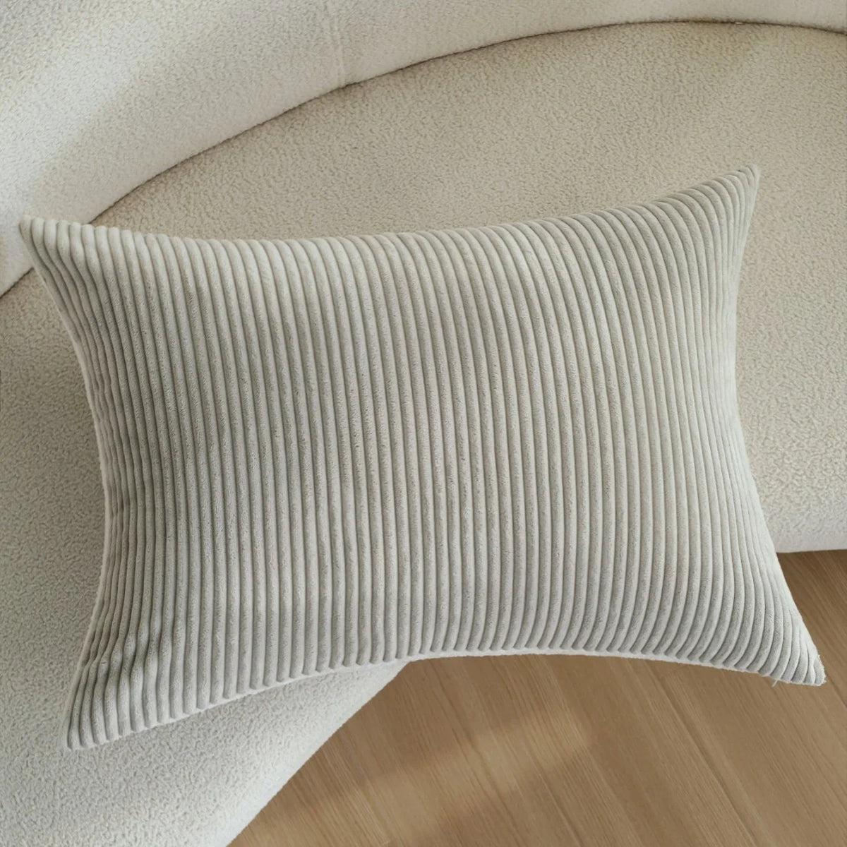 Cushion Cover Corduroy-Look Velvet Concealed Zipper 20x28 Inch
