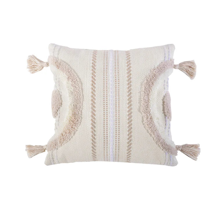 Cushion Cover Cotton Blend Semicircular Tuft & Concealed Zipper