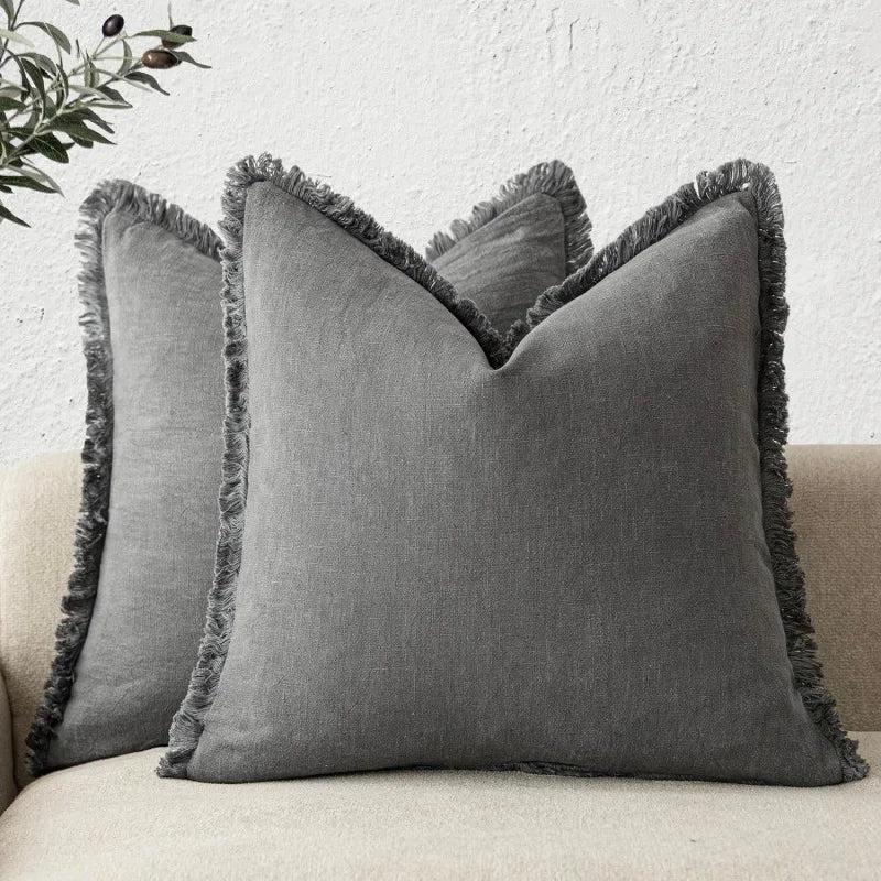 Cushion Cover Cotton-Linen Blend Hidden Zipper Machine Washable