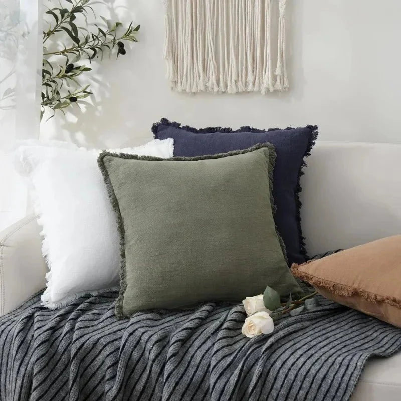 Cushion Cover Cotton-Linen Blend Hidden Zipper Machine Washable