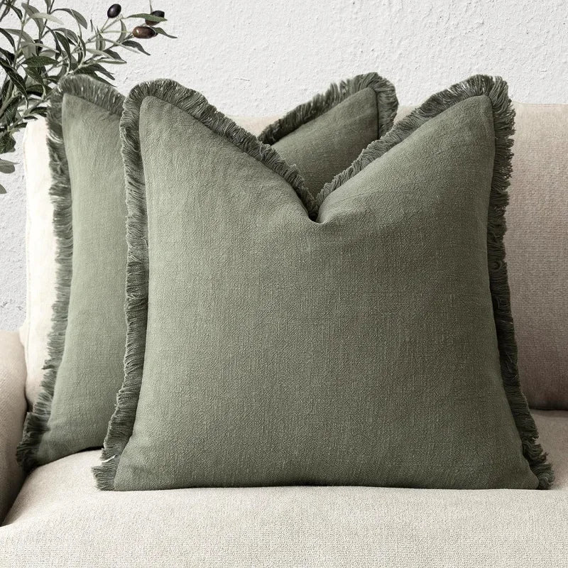 Cushion Cover Cotton-Linen Blend Hidden Zipper Machine Washable