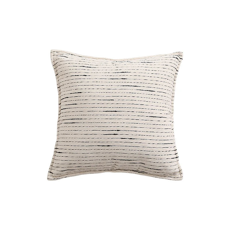 Cushion Cover Cotton-Linen Blend Woven Stripe Hidden Zipper
