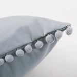 Cushion Cover Cotton-Linen Pompom Trim Hidden Zipper