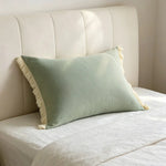 Cushion Cover Cotton-Linen Texture Fringed Edge Invisible Zipper