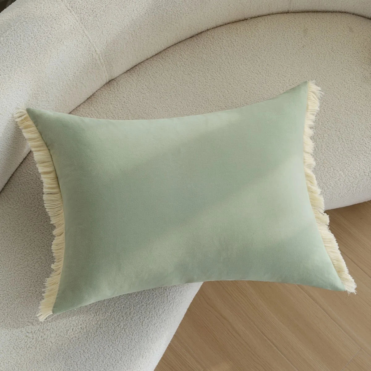 Cushion Cover Cotton-Linen Texture Fringed Edge Invisible Zipper
