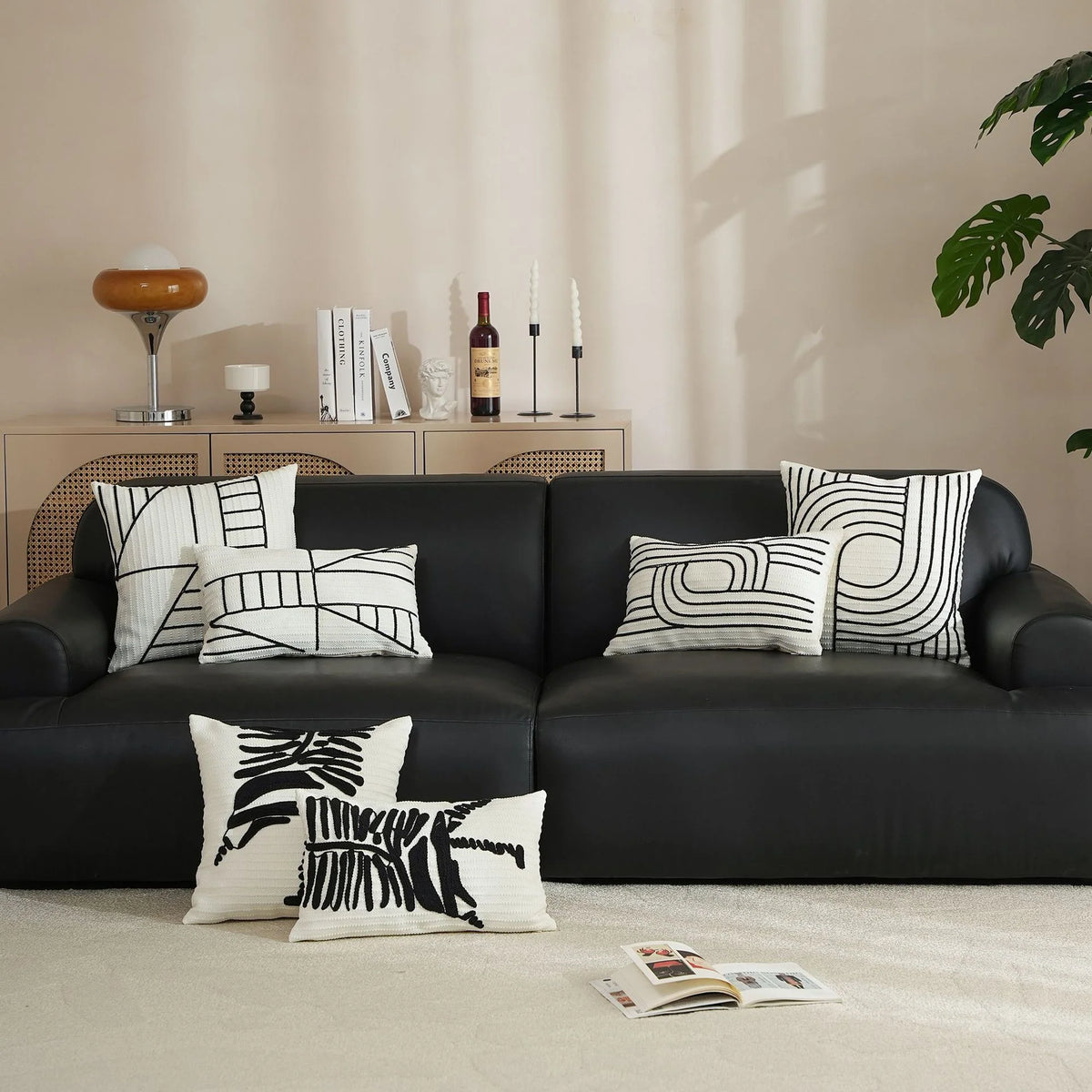 Cushion Cover Embroidered Cotton Blend Concealed Zipper