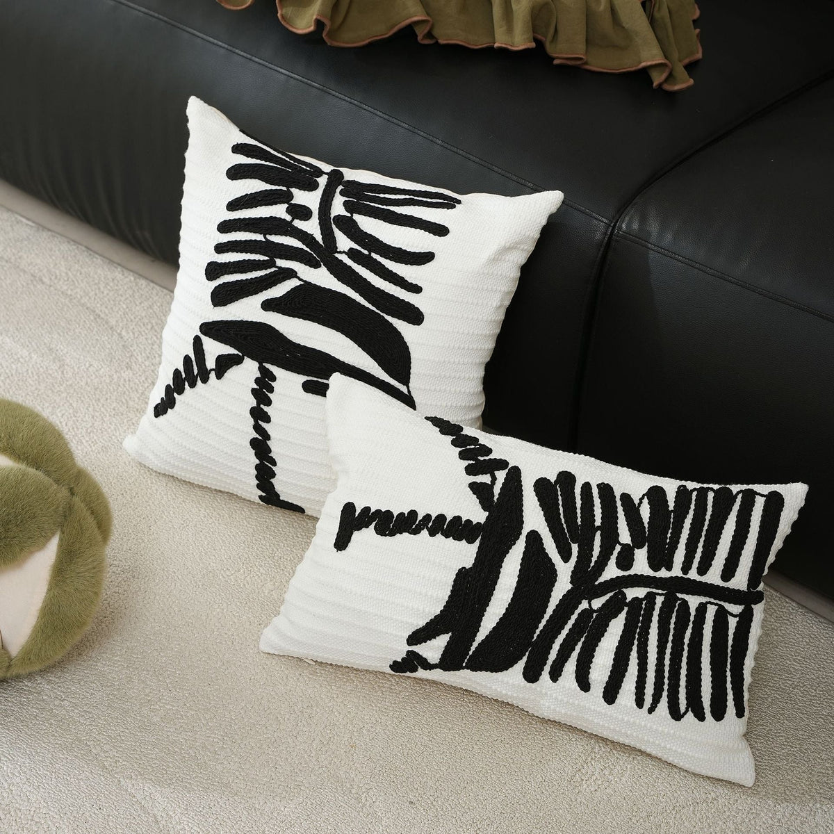 Cushion Cover Embroidered Cotton Blend Concealed Zipper