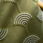 Cushion Cover Embroidered Fan Motif Tassels Cotton Blend