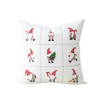 Cushion Cover Embroidered Reindeer & Floral Cotton-Linen 18x18