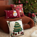 Cushion Cover Embroidered Winter Scene Cotton Blend Beads & Sequins