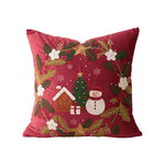 Cushion Cover Embroidered Winter Scene Cotton Blend Beads & Sequins