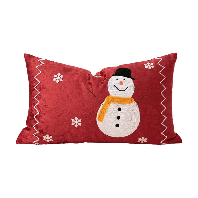 Cushion Cover Embroidered Winter Scene Cotton Blend Beads & Sequins