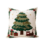 Cushion Cover Embroidered Winter Scene Cotton Blend Beads & Sequins