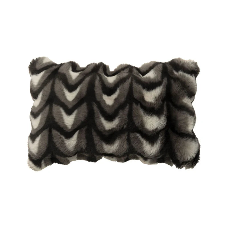 Cushion Cover Faux Fur Chevron Easy-Care