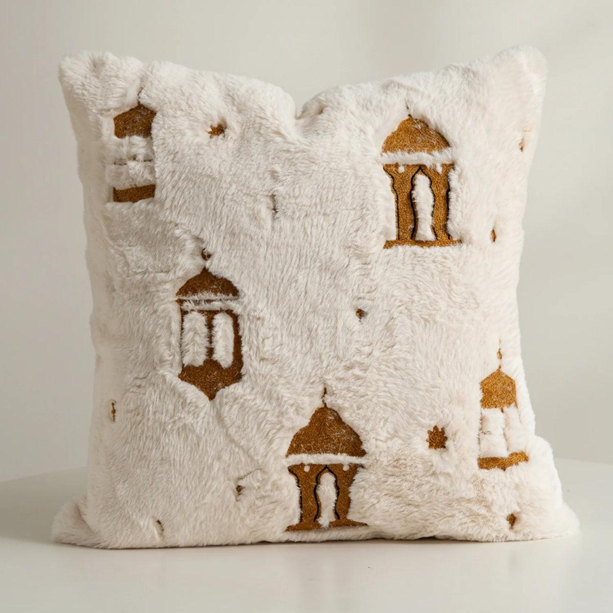 Cushion Cover Faux Fur Mandala Hidden Zipper 45x45 Cm