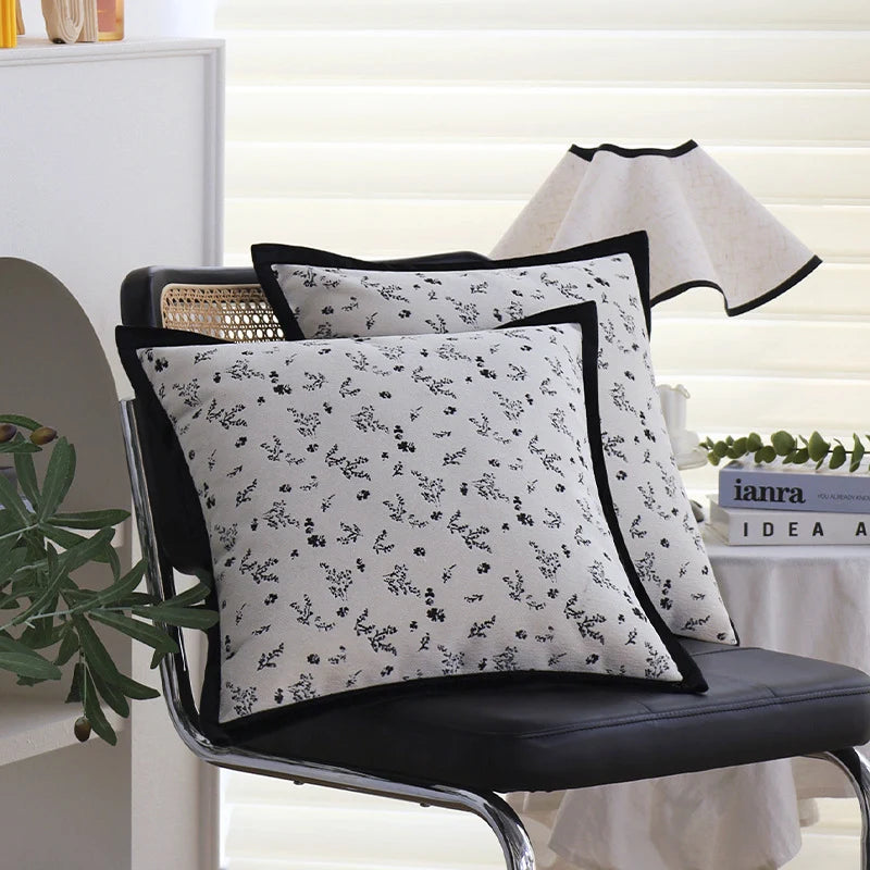 Cushion Cover Floral Jacquard Cotton-Poly Blend Hidden Zipper