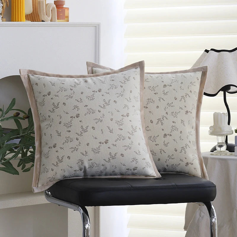 Cushion Cover Floral Jacquard Cotton-Poly Blend Hidden Zipper