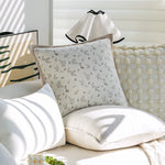 Cushion Cover Floral Jacquard Velvet Trim Machine Washable