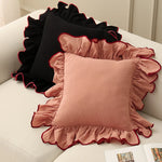 Cushion Cover Gathered Ruffle Cotton-Linen 18x18 Machine Washable