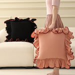 Cushion Cover Gathered Ruffle Cotton-Linen 18x18 Machine Washable
