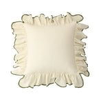 Cushion Cover Gathered Ruffle Cotton-Linen 18x18 Machine Washable