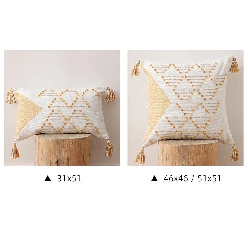 Cushion Cover Geometric Tufted Cotton Blend Machine Washable