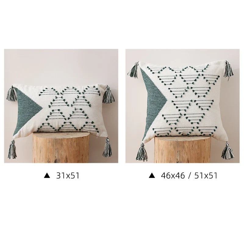 Cushion Cover Geometric Tufted Cotton Blend Machine Washable