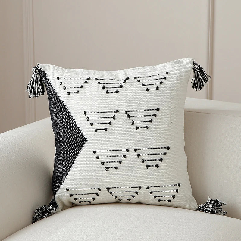 Cushion Cover Geometric Tufted Cotton Blend Machine Washable