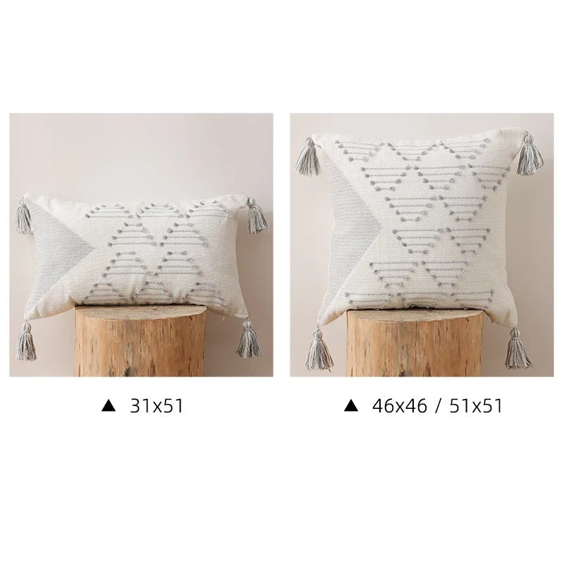 Cushion Cover Geometric Tufted Cotton Blend Machine Washable