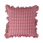 Cushion Cover Gingham Check Ruffle Trim Cotton Blend