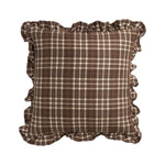 Cushion Cover Gingham Check Ruffle Trim Cotton Blend