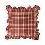 Cushion Cover Gingham Check Ruffle Trim Cotton Blend
