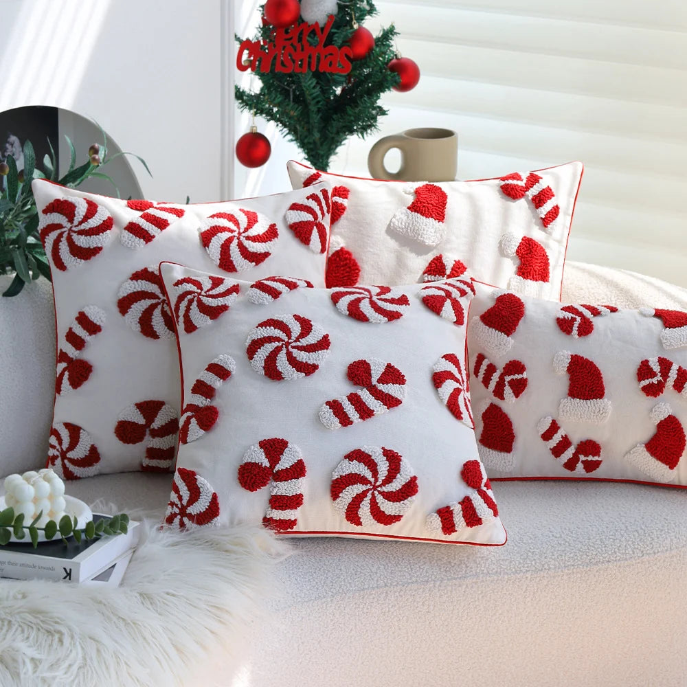 Cushion Cover Hand-Tufted 3D Motif Cotton-Linen Blend