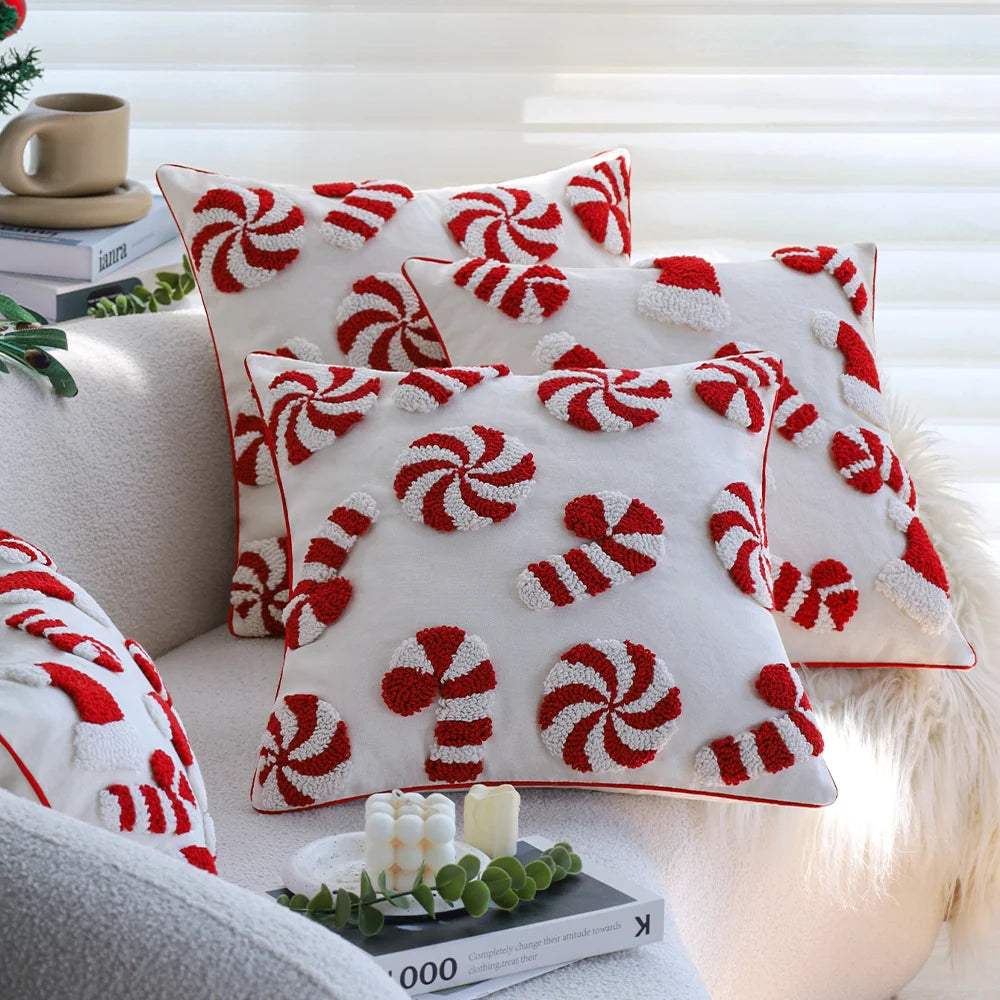 Cushion Cover Hand-Tufted 3D Motif Cotton-Linen Blend