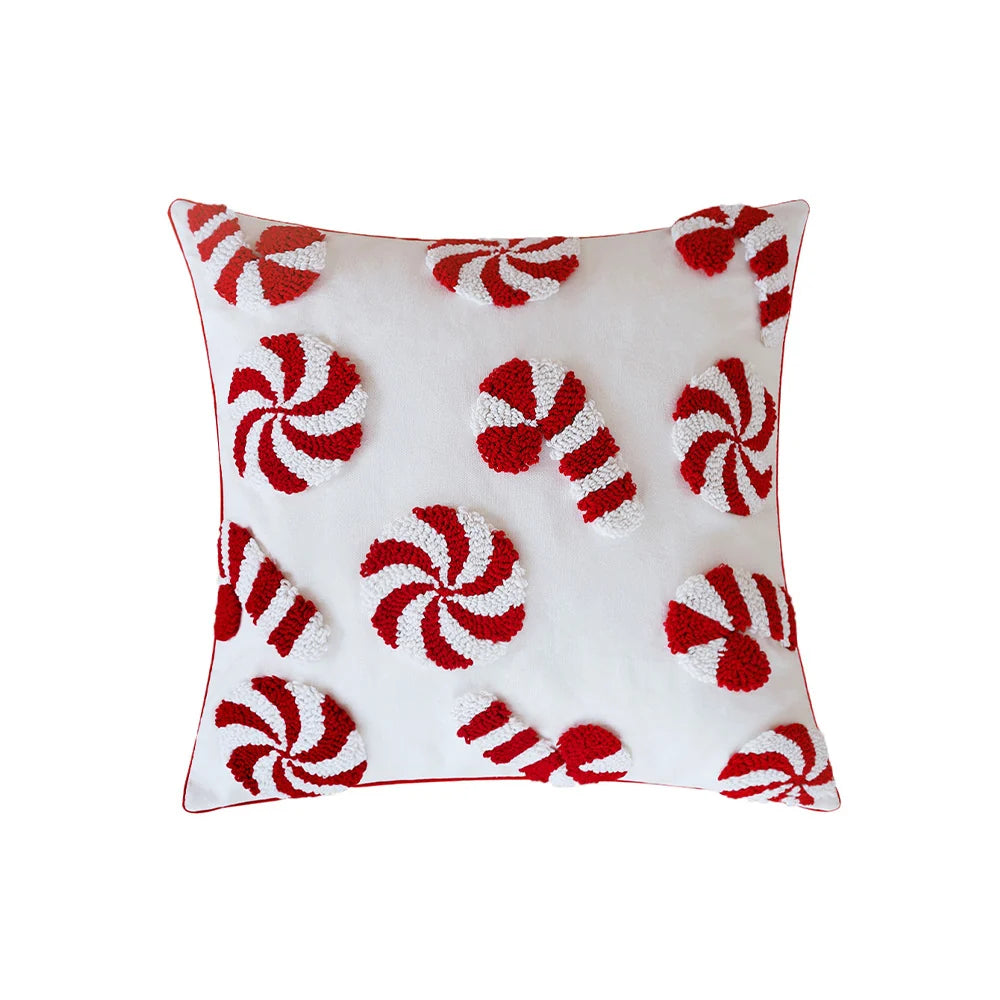 Cushion Cover Hand-Tufted 3D Motif Cotton-Linen Blend