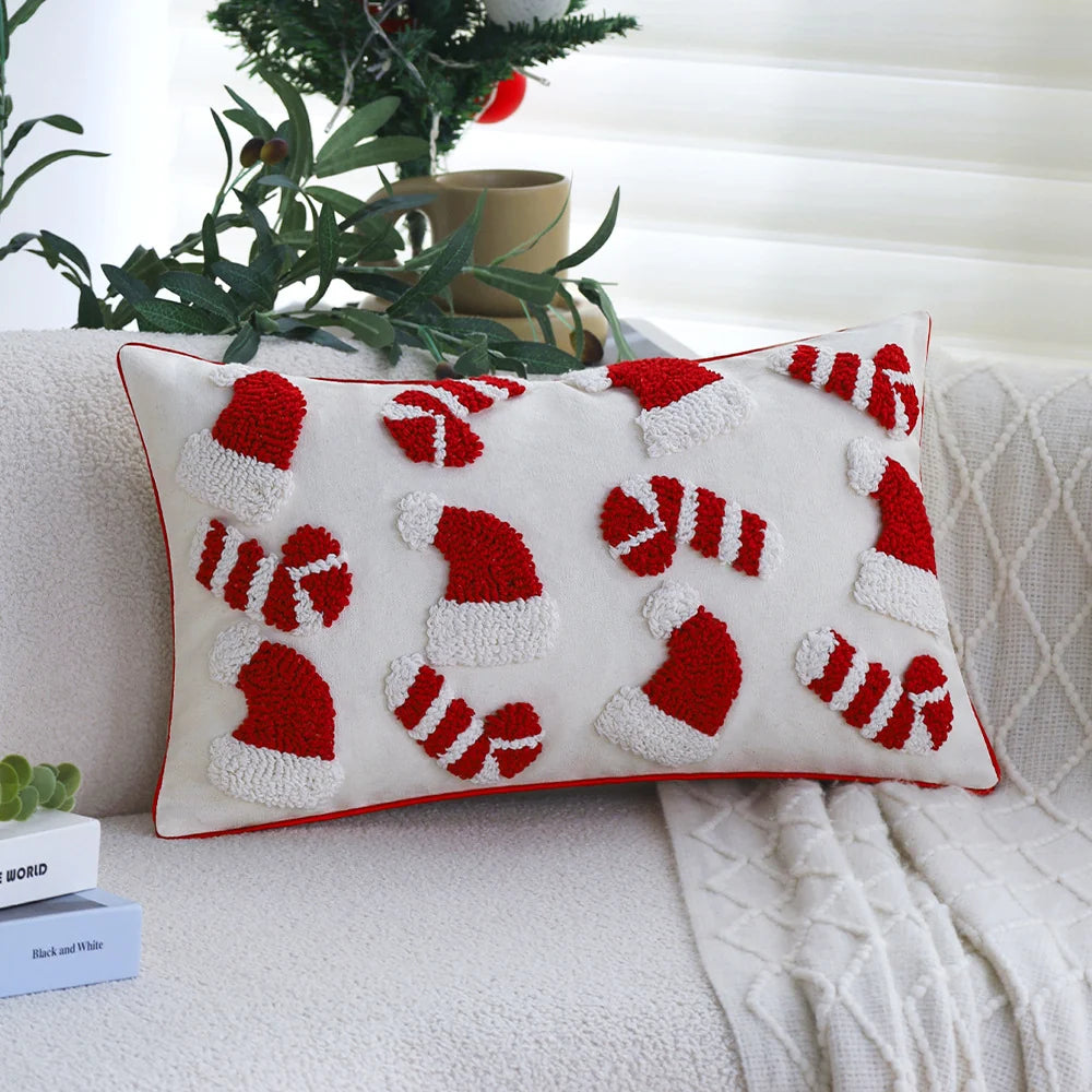 Cushion Cover Hand-Tufted 3D Motif Cotton-Linen Blend