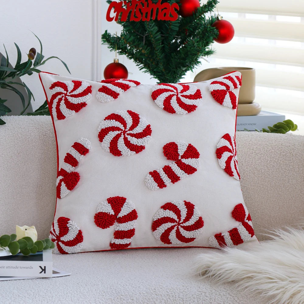 Cushion Cover Hand-Tufted 3D Motif Cotton-Linen Blend