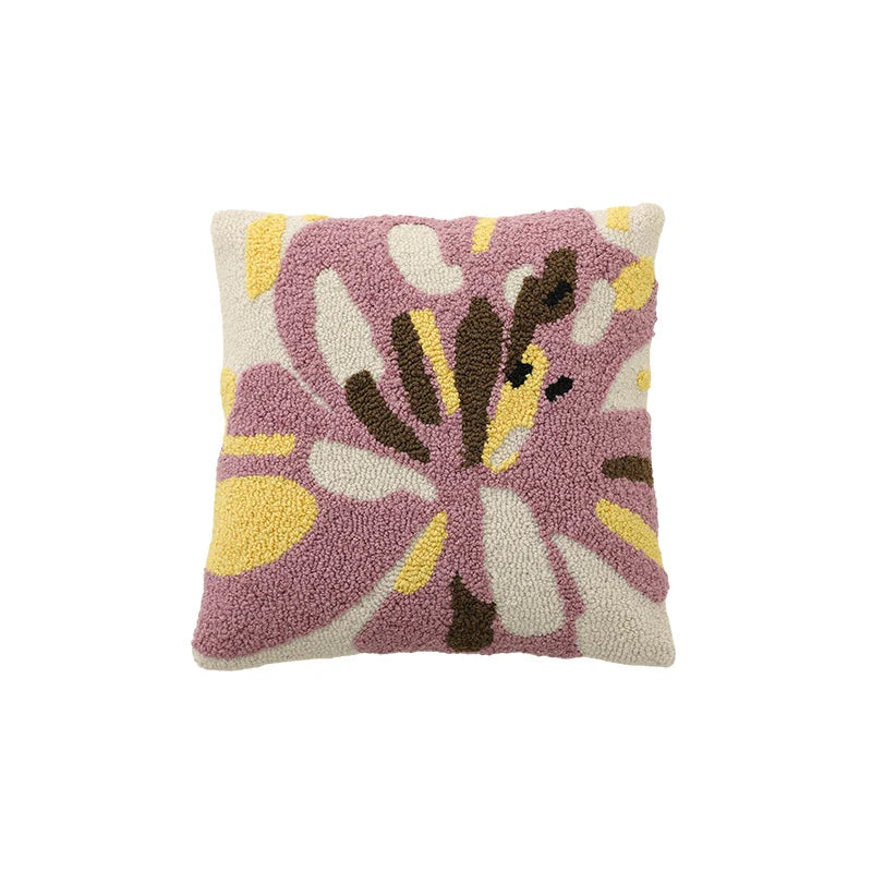 Cushion Cover Hand-Tufted Abstract Cotton Blend Hidden Zipper