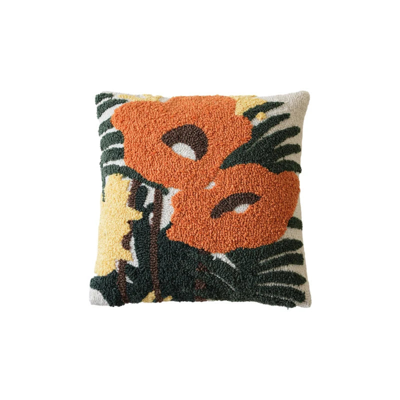 Cushion Cover Hand-Tufted Abstract Cotton Blend Hidden Zipper