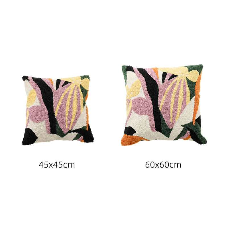 Cushion Cover Hand-Tufted Abstract Cotton Blend Hidden Zipper