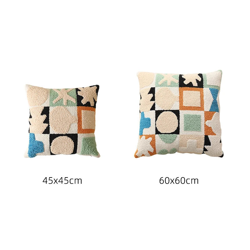 Cushion Cover Hand-Tufted Abstract Cotton Blend Hidden Zipper