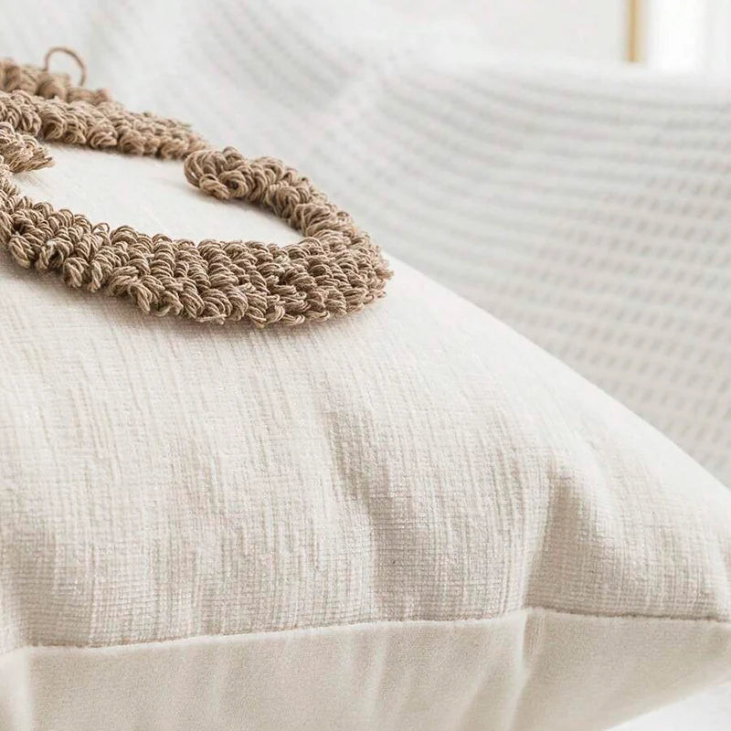 Cushion Cover Hand-Tufted Bouclé Cotton-Linen Blend