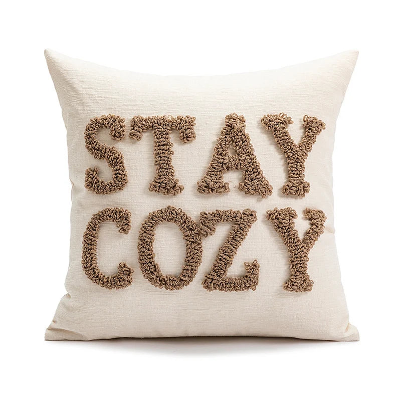 Cushion Cover Hand-Tufted Bouclé Cotton-Linen Blend
