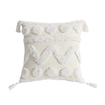 Cushion Cover Hand-Tufted Chevron Pom-Poms & Tassels Hidden Zipper