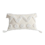 Cushion Cover Hand-Tufted Chevron Pom-Poms & Tassels Hidden Zipper