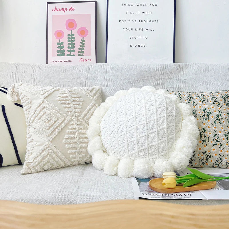 Cushion Cover Hand-Tufted Cotton Blend 18x18