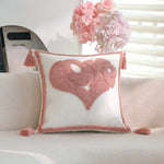 Cushion Cover Hand-Tufted Heart Velvet-Touch