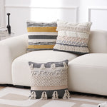 Cushion Cover Handwoven Bouclé Fringe Cotton Blend