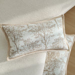 Cushion Cover Jacquard Forest Motif Velvet Piping & Machine-Washable